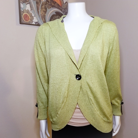 CAbi Sweaters - cAbi Light Green Hooded Cardigan L